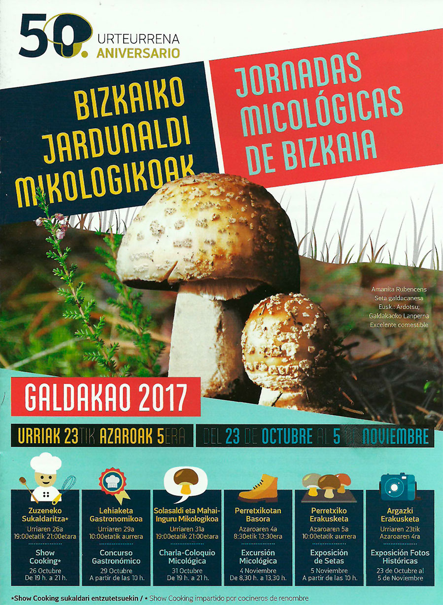 PROGRAMA COMPLETO DE ACTIVIDADES DE LAS JORNADAS MICOLÓGICAS DE BIZKAIA